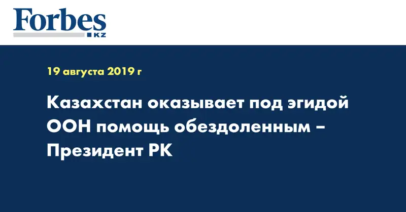 Казахстан оказывает под эгидой ООН помощь обездоленным – Президент РК