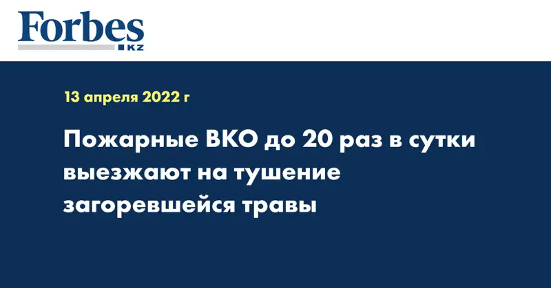 Пожарные ВКО до 20 раз в сутки выезжают на тушение загоревшейся травы