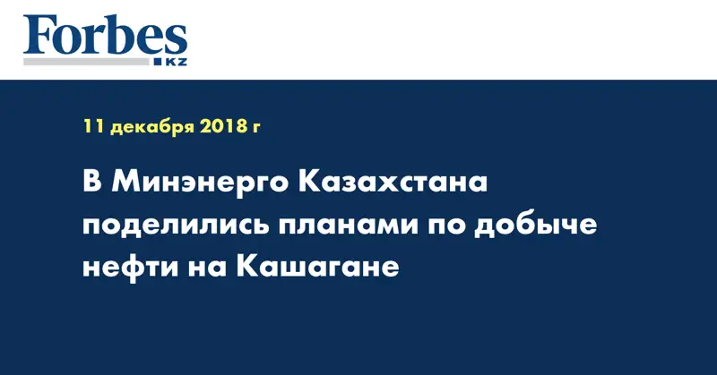 В Минэнерго Казахстана поделились планами по добыче нефти на Кашагане