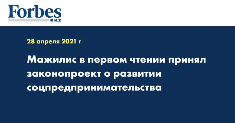 Мажилис в первом чтении принял законопроект о развитии соцпредпринимательства