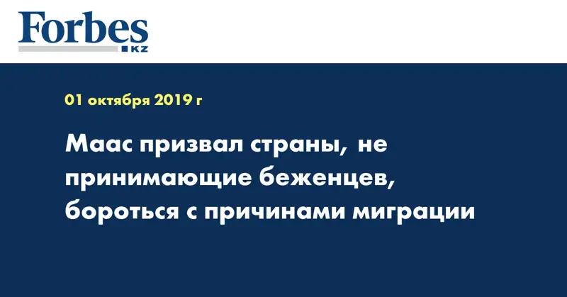 Маас призвал страны, не принимающие беженцев, бороться с причинами миграции
