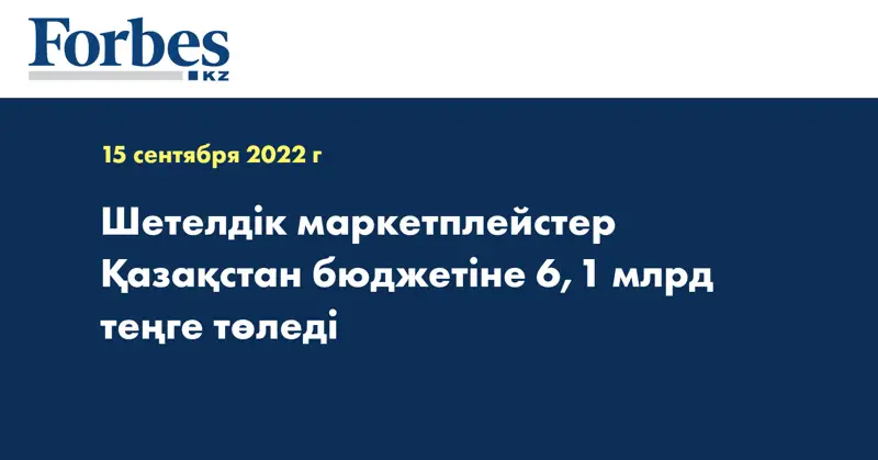 Шетелдік маркетплейстер Қазақстан бюджетіне 6,1 млрд теңге төледі