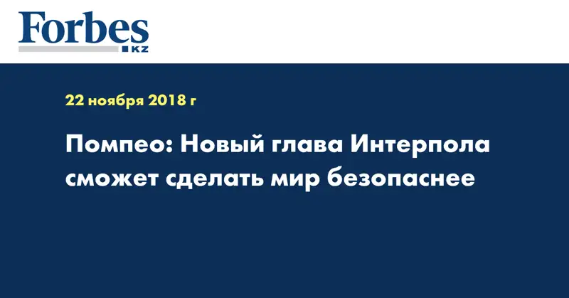Помпео: Новый глава Интерпола сможет сделать мир безопаснее