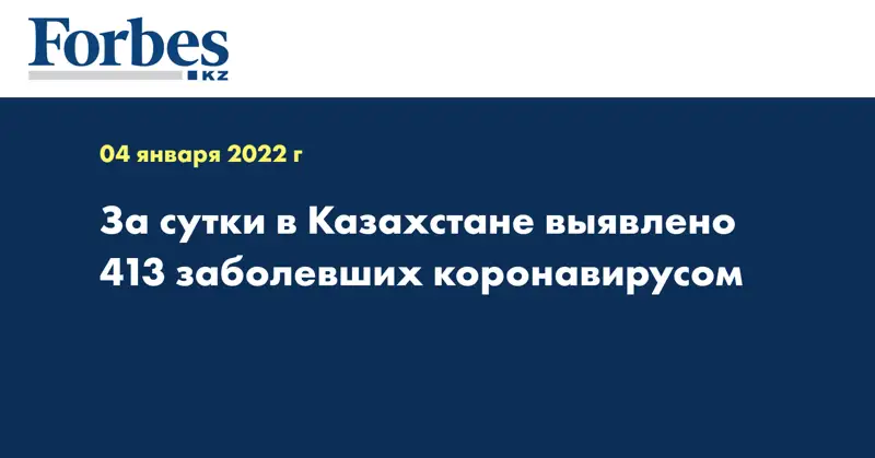 За сутки в Казахстане выявлено 413 заболевших коронавирусом