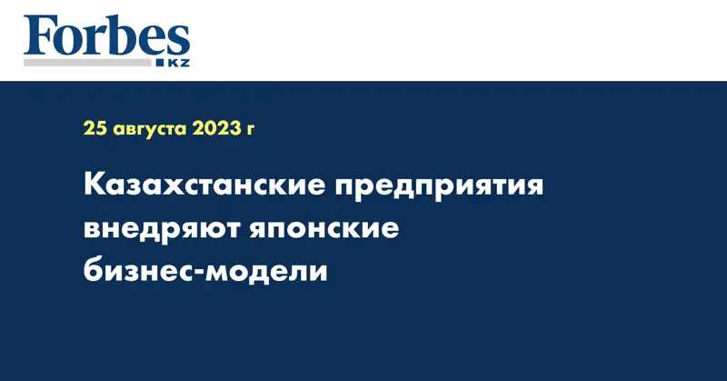 Казахстанские предприятия внедряют японские бизнес-модели