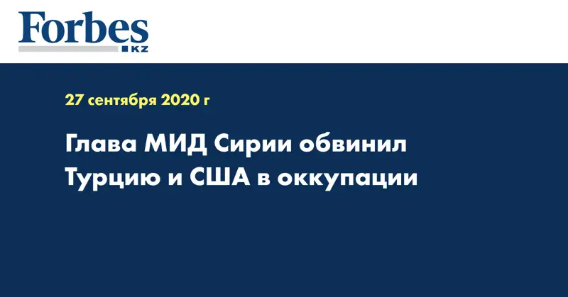 Глава МИД Сирии обвинил Турцию и США в оккупации