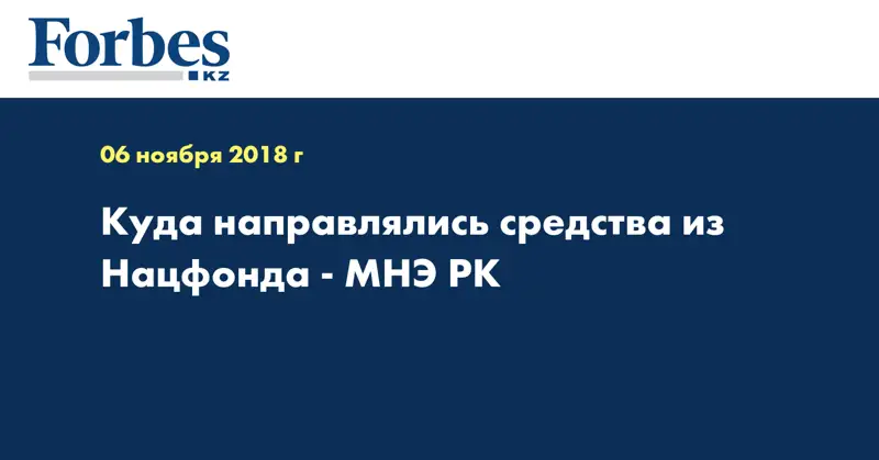 Куда направлялись средства из Нацфонда - МНЭ РК