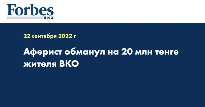 Аферист обманул на 20 млн тенге жителя ВКО