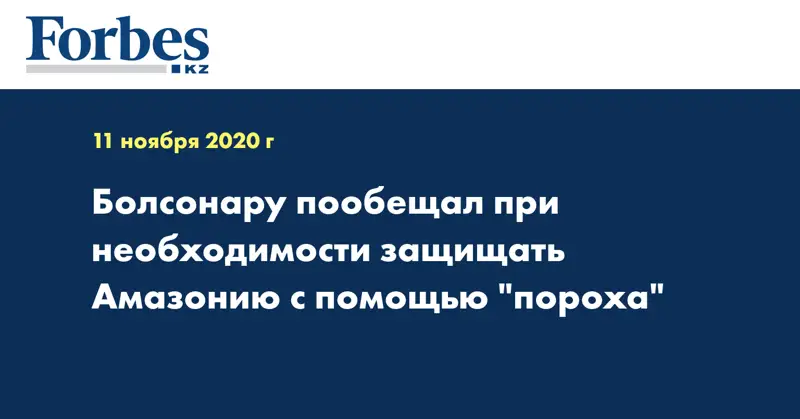 Болсонару пообещал при необходимости защищать Амазонию с помощью 