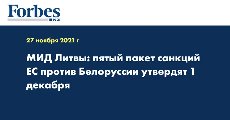 МИД Литвы: пятый пакет санкций ЕС против Белоруссии утвердят 1 декабря