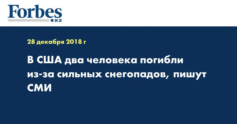 В США два человека погибли из-за сильных снегопадов, пишут СМИ 