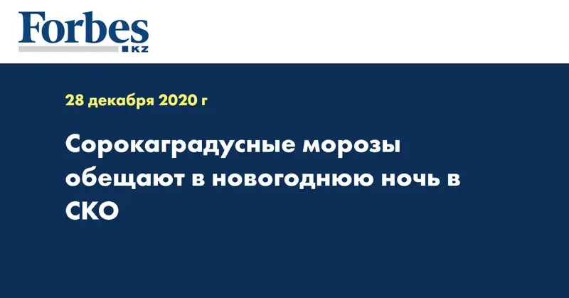 Сорокаградусные морозы обещают в новогоднюю ночь в СКО