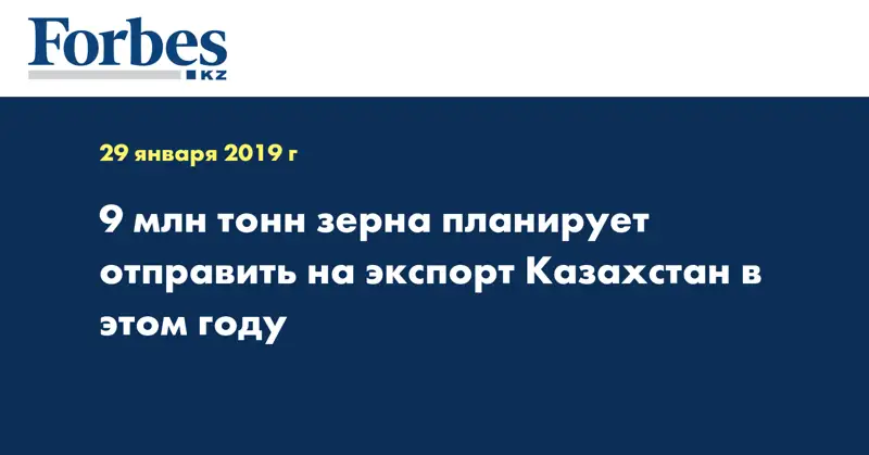 9 млн тонн зерна планирует отправить на экспорт Казахстан в этом году