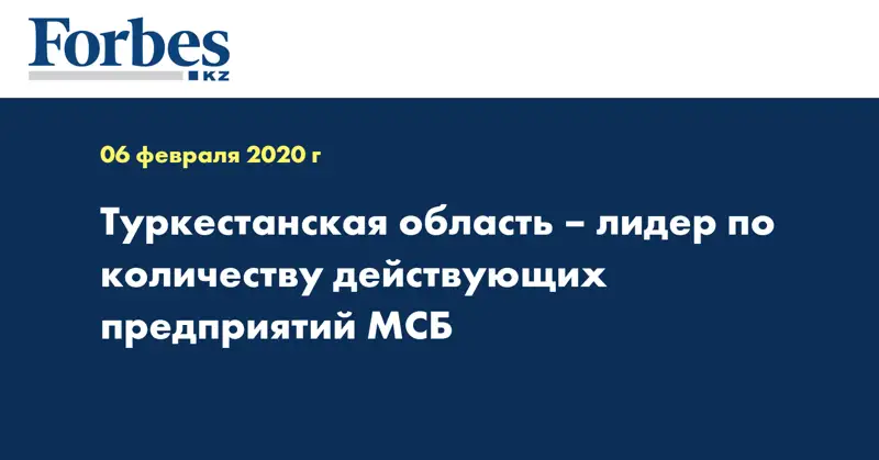 Туркестанская область – лидер по количеству действующих предприятий МСБ