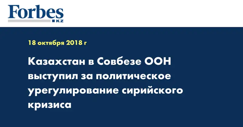 Казахстан в Совбезе ООН выступил за политическое урегулирование сирийского кризиса