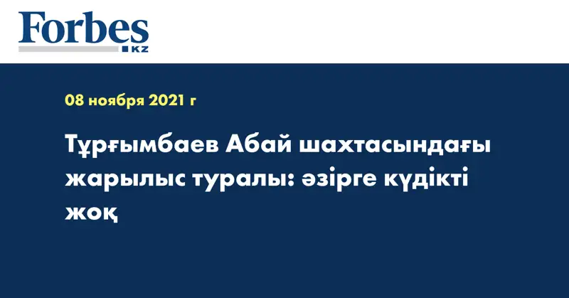 Тұрғымбаев Абай шахтасындағы жарылыс туралы: әзірге күдікті жоқ 