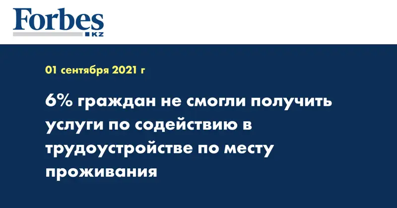 6% граждан не смогли получить услуги по содействию в трудоустройстве по месту проживания