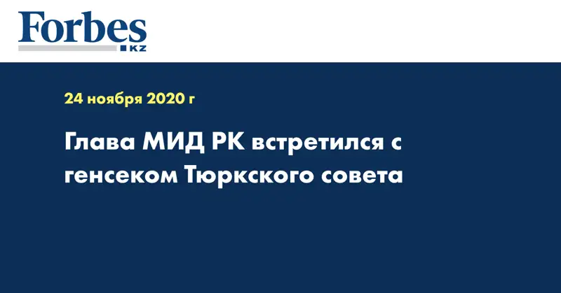 Глава МИД РК встретился с генсеком Тюркского совета