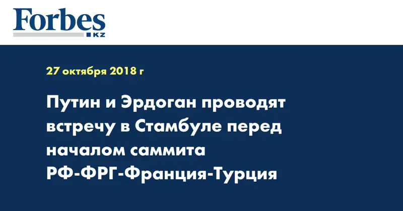 Путин и Эрдоган проводят встречу в Стамбуле перед началом саммита РФ-ФРГ-Франция-Турция