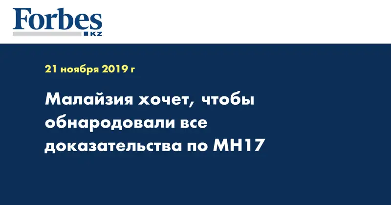 Малайзия хочет, чтобы обнародовали все доказательства по MH17