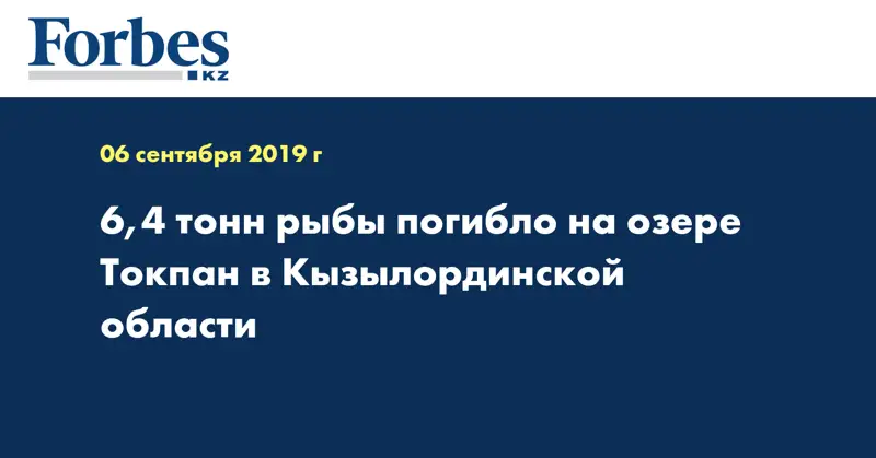 6,4 тонн рыбы погибло на озере Токпан в Кызылординской области