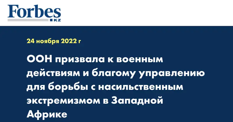 ООН призвала к военным действиям и благому управлению для борьбы с насильственным экстремизмом в Западной Африке