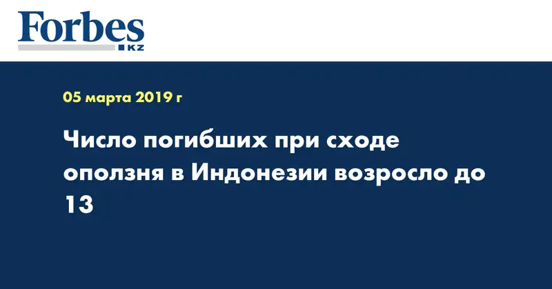 Число погибших при сходе оползня в Индонезии возросло до 13