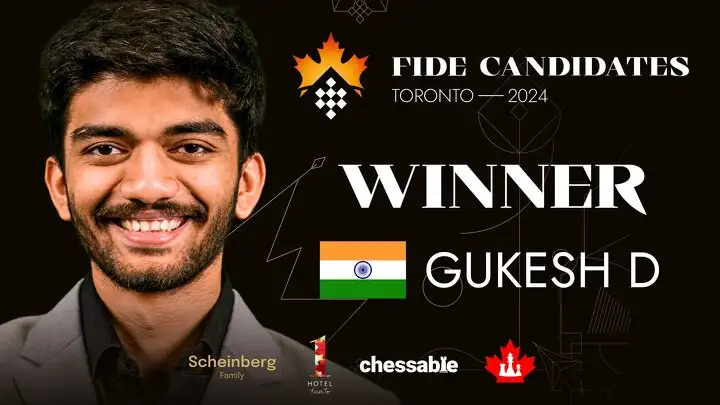 Гукеш Доммараджу из Индии – победитель турнира претендентов 2024 года в Торонто (Канада)