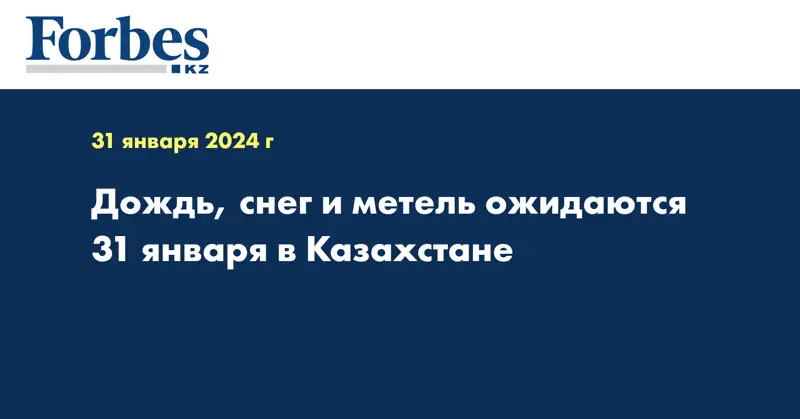 Дождь, снег и метель ожидаются 31 января в Казахстане