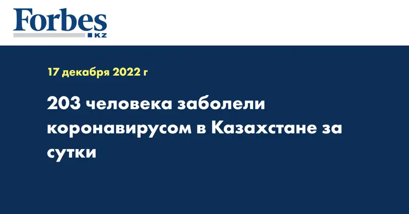 203 человека заболели коронавирусом в Казахстане за сутки