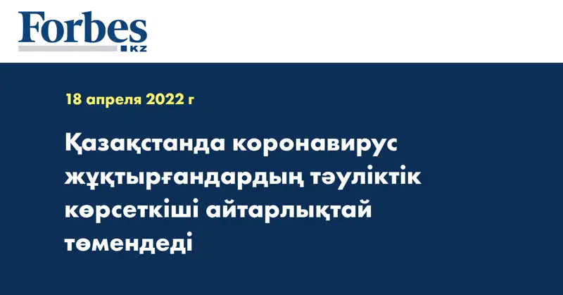Қазақстанда коронавирус жұқтырғандардың тәуліктік көрсеткіші айтарлықтай төмендеді