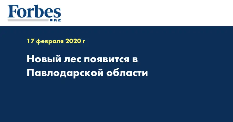 Новый лес появится в Павлодарской области