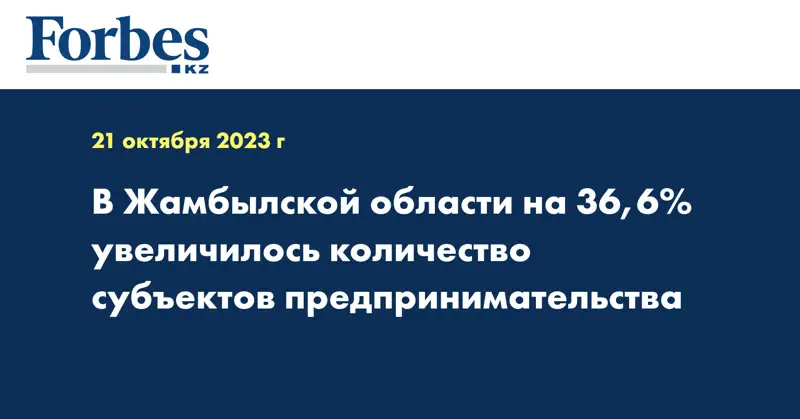 В Жамбылской области на 36,6% увеличилось количество субъектов предпринимательства