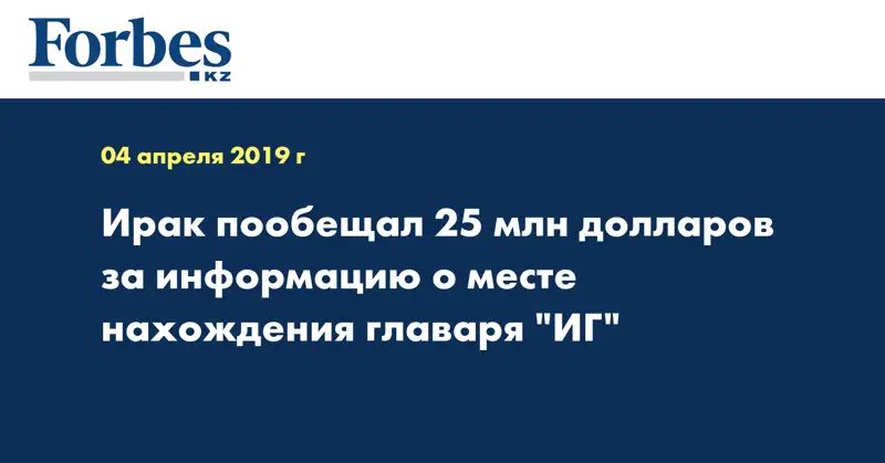 Ирак пообещал 25 млн долларов за информацию о месте нахождения главаря 