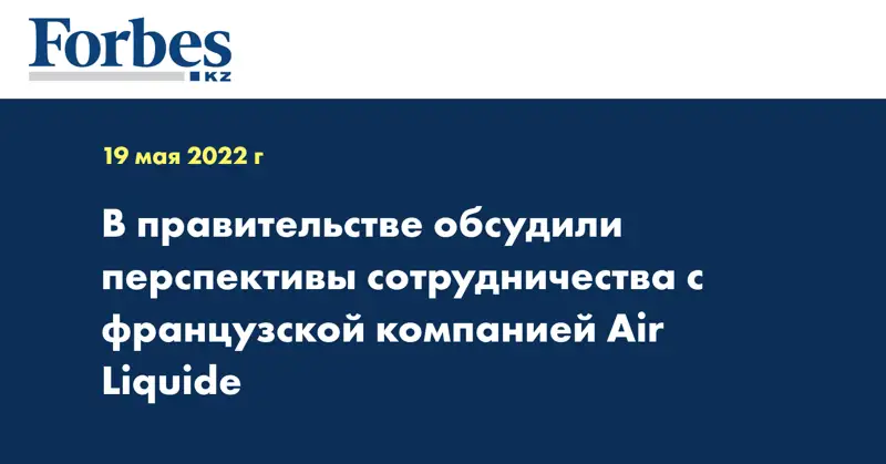 В Правительстве обсудили перспективы сотрудничества с французской компанией «Air Liquide»