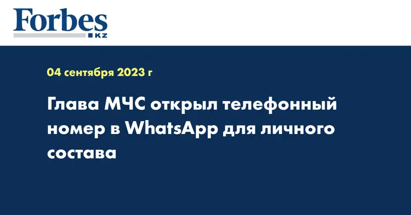 Глава МЧС открыл телефонный номер в WhatsApp для личного состава