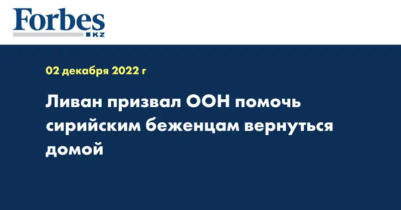 Ливан призвал ООН помочь сирийским беженцам вернуться домой