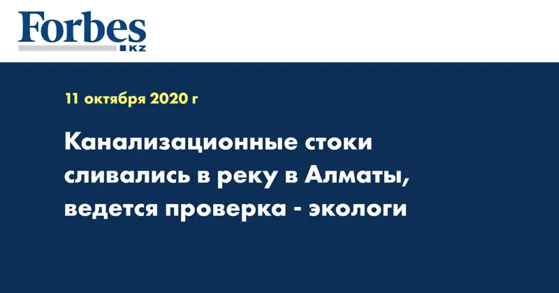Канализационные стоки сливались в реку в Алматы, ведется проверка - экологи
