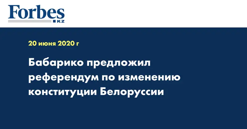 Бабарико предложил референдум по изменению конституции Белоруссии