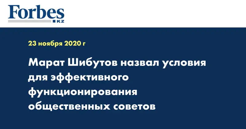 Марат Шибутов назвал условия для эффективного функционирования Общественных советов