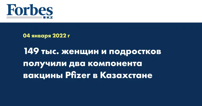149 тыс. женщин и подростков получили два компонента вакцины Pfizer в Казахстане