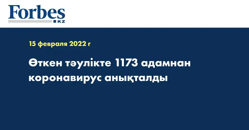 Өткен тәулікте 1173 адамнан коронавирус анықталды