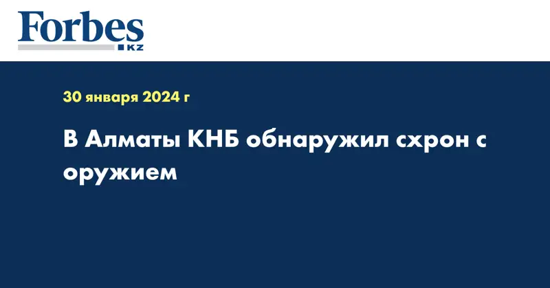 В Алматы КНБ обнаружил схрон с оружием
