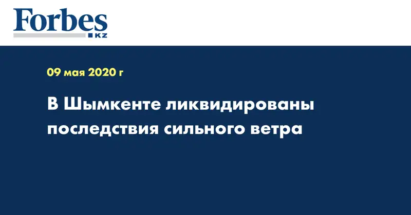 В Шымкенте ликвидированы последствия сильного ветра