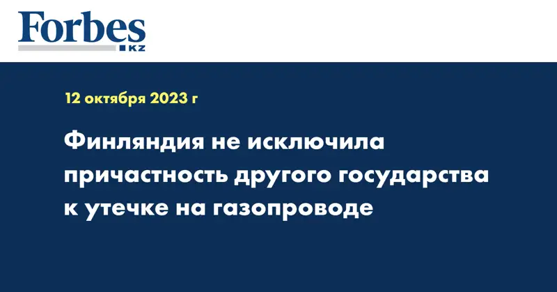 Финляндия не исключила причастность другого государства к утечке на газопроводе