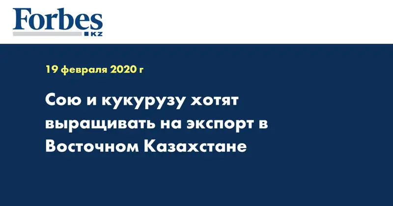 Сою и кукурузу хотят выращивать на экспорт в Восточном Казахстане