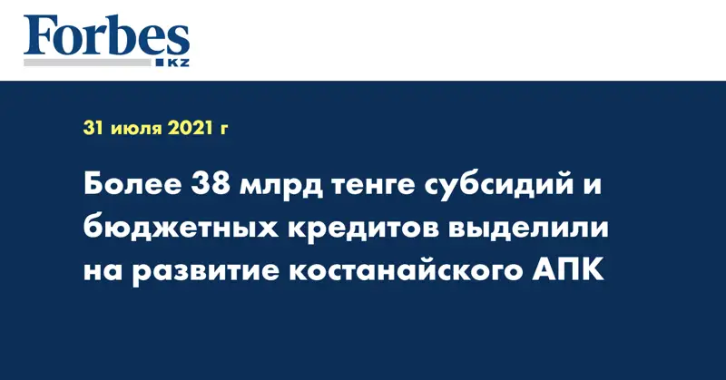  Более 38 млрд тенге субсидий и бюджетных кредитов выделили на развитие костанайского АПК