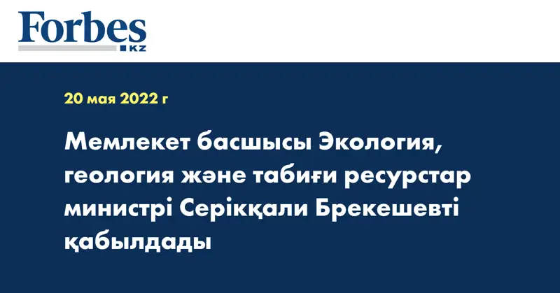Мемлекет басшысы Экология, геология және табиғи ресурстар министрі Серікқали Брекешевті қабылдады