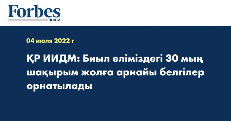 ҚР ИИДМ: Биыл еліміздегі 30 мың шақырым жолға арнайы белгілер орнатылады