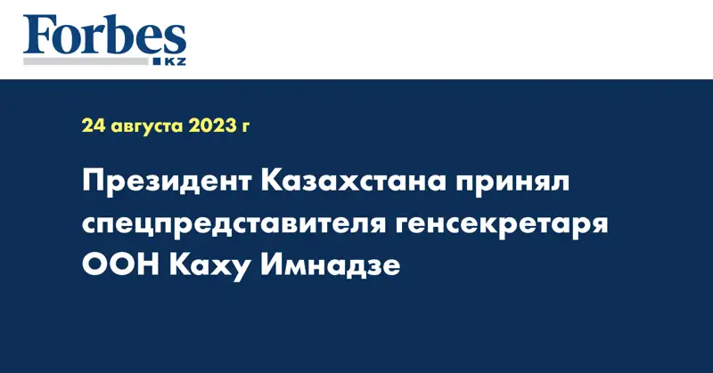 Президент Казахстана принял спецпредставителя генсекретаря ООН Каху Имнадзе